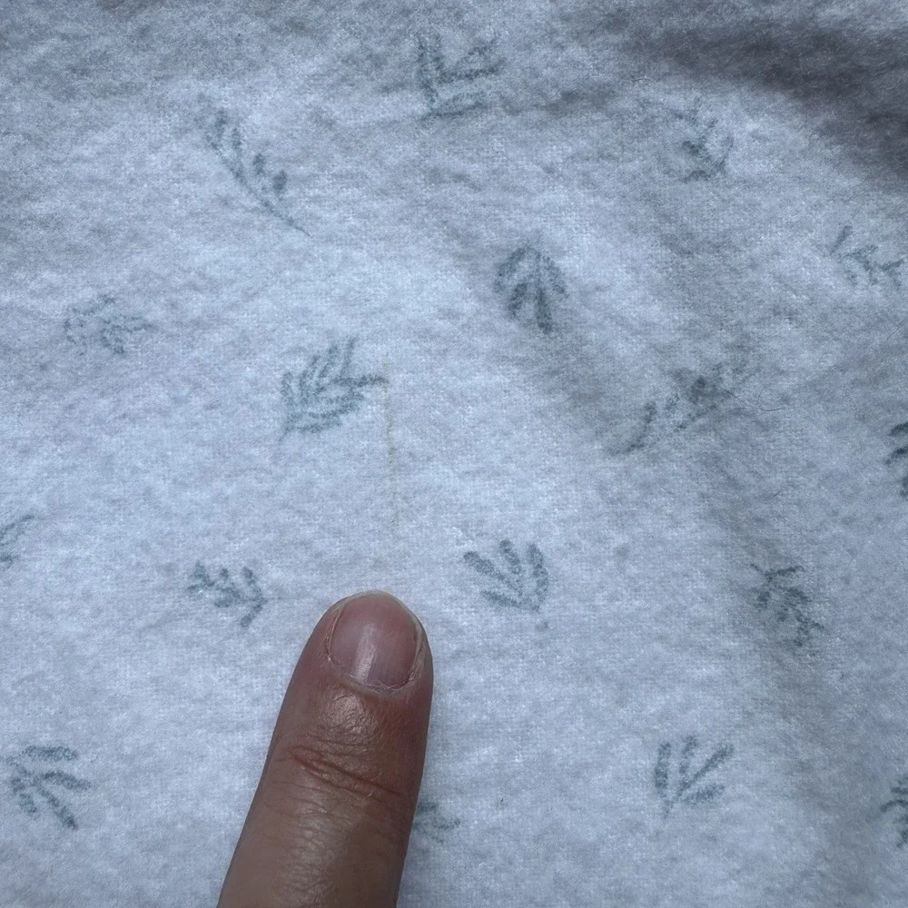 Carter's Baby Receiving Blanket White Blue Fern Leaf Floral 100% Cotton 37 X 27